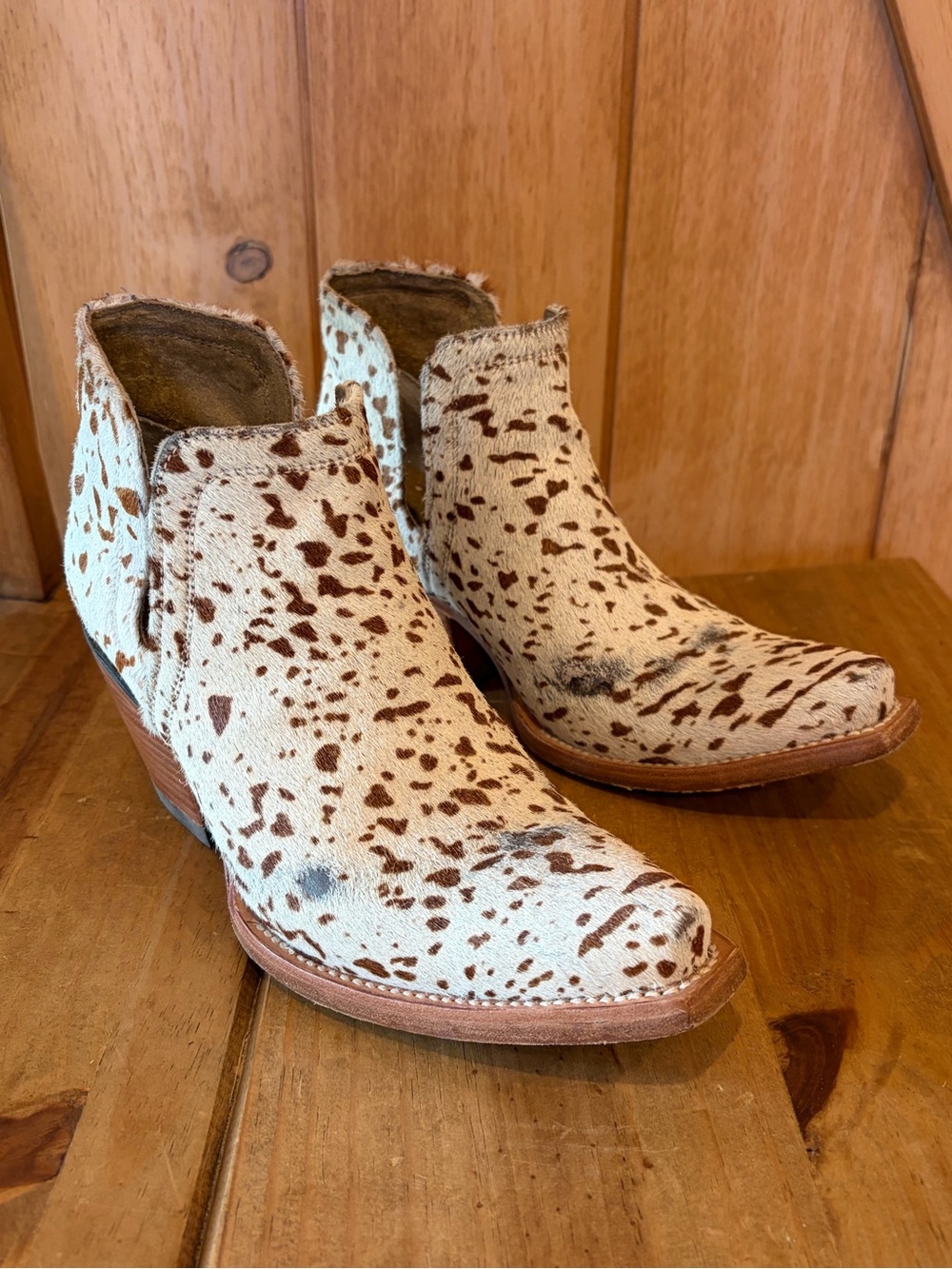 Ariat Speckled Cream and Brown Cowhide Ankle Booties